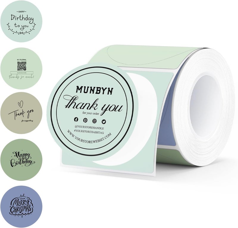MUNBYN 2 Inch Circle Thermal Labels, Multicolor Thermal Label Stickers for Custom Logo, Candle, 150 Sheets/1 Roll - Image 1